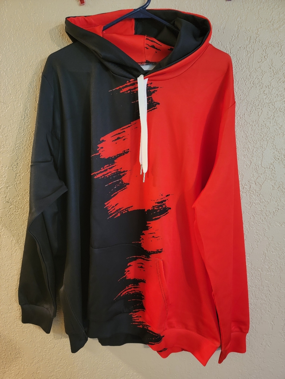 Boy'sTwo-Tone Red & Black Hoodie - Graphic Split Design
